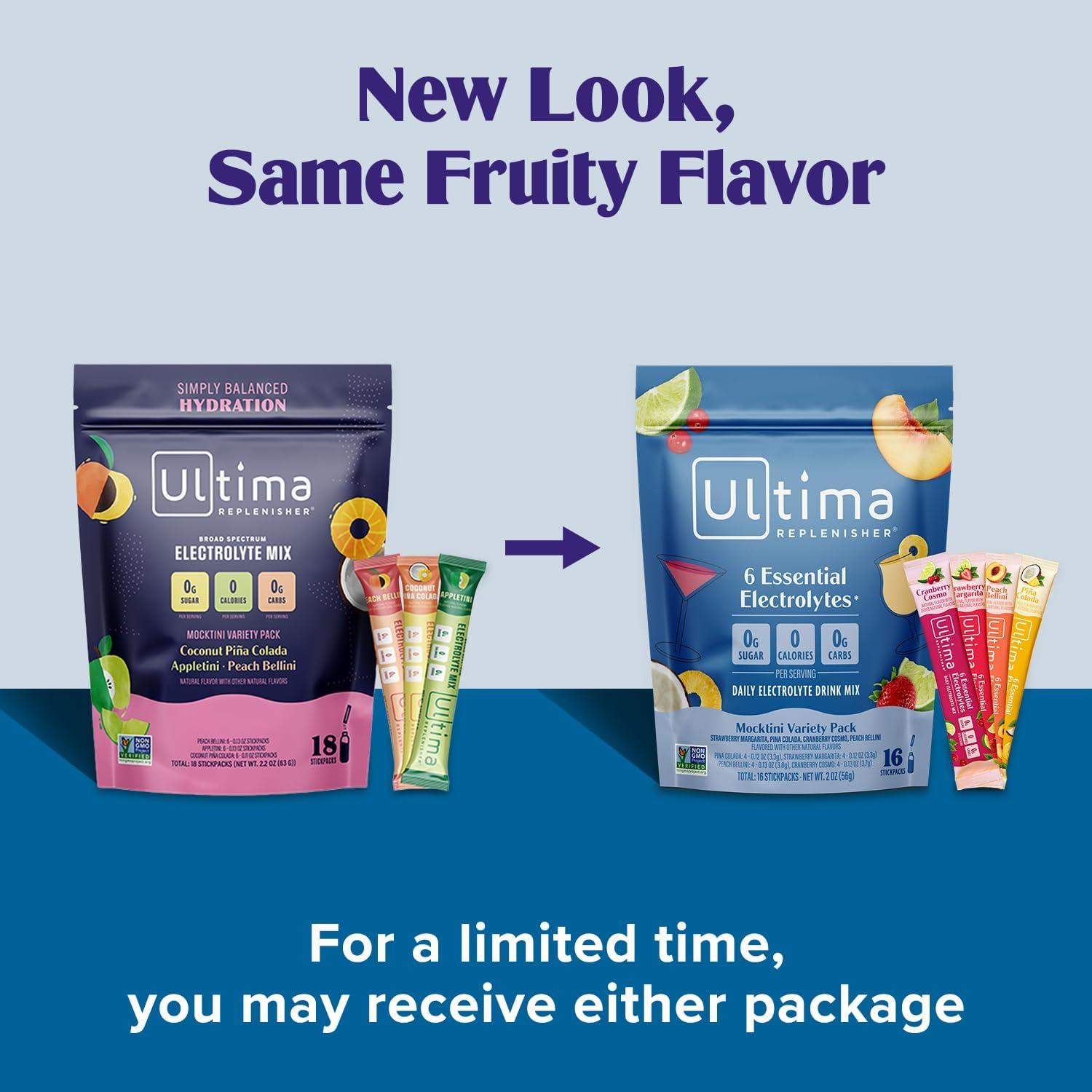 image:imageUltima Replenisher Daily Electrolyte Powder Lemonade 20 Stickpacks Zero Sugar Hydration Packets with 6 Electrolytes and Minerals Sugar Free Plant Based amp Keto Friendly Drink MixMocktini Variety