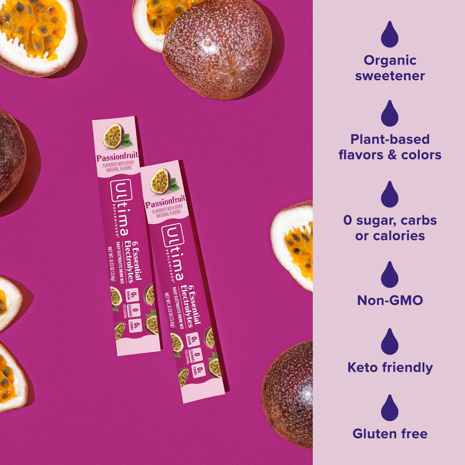 image:imageUltima Replenisher Daily Electrolyte Powder Lemonade 20 Stickpacks Zero Sugar Hydration Packets with 6 Electrolytes and Minerals Sugar Free Plant Based amp Keto Friendly Drink MixPassionfruit