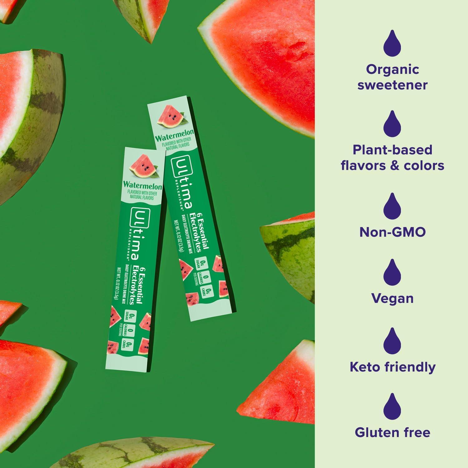 image:imageUltima Replenisher Daily Electrolyte Powder Lemonade 20 Stickpacks Zero Sugar Hydration Packets with 6 Electrolytes and Minerals Sugar Free Plant Based amp Keto Friendly Drink MixWatermelon