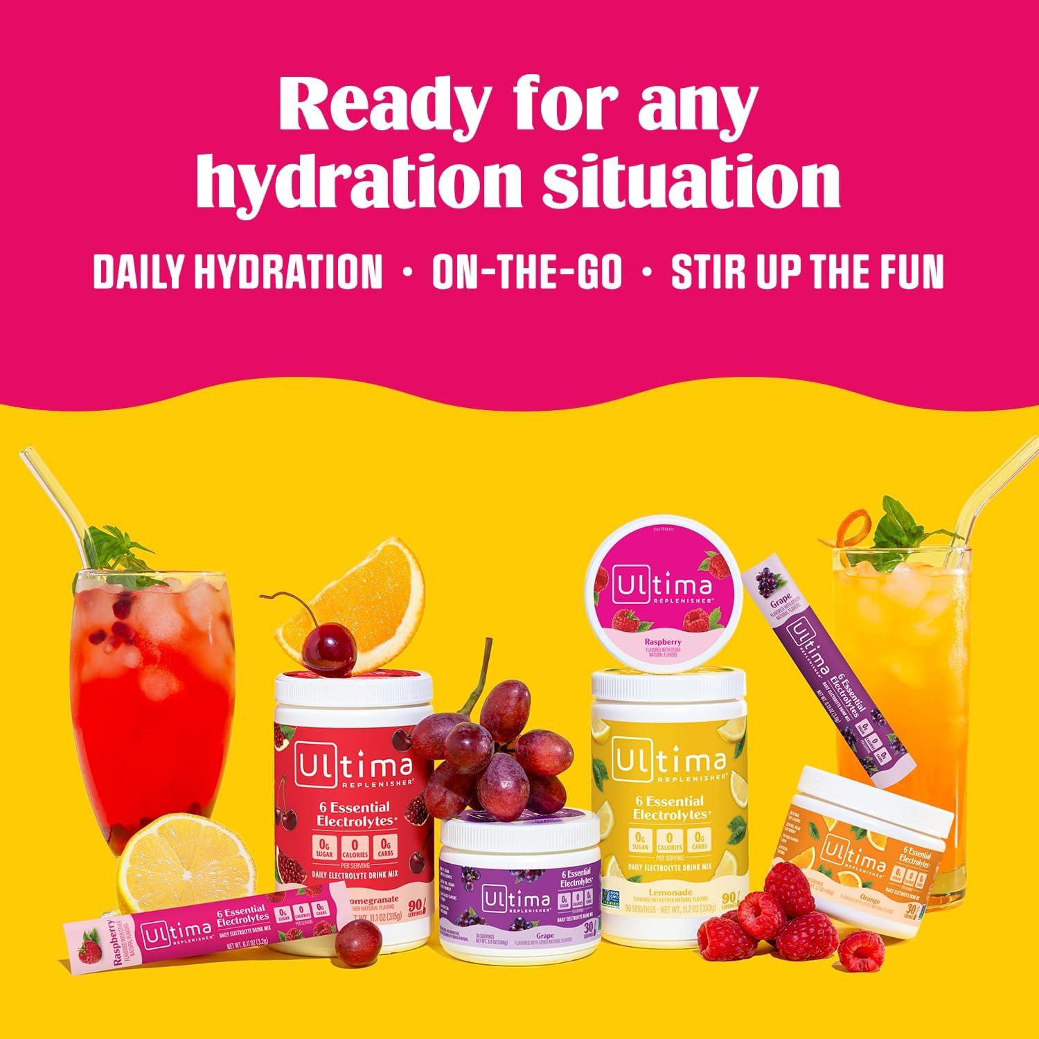 image:imageUltima Replenisher Daily Electrolyte Powder Lemonade 20 Stickpacks Zero Sugar Hydration Packets with 6 Electrolytes and Minerals Sugar Free Plant Based amp Keto Friendly Drink MixOriginal Variety