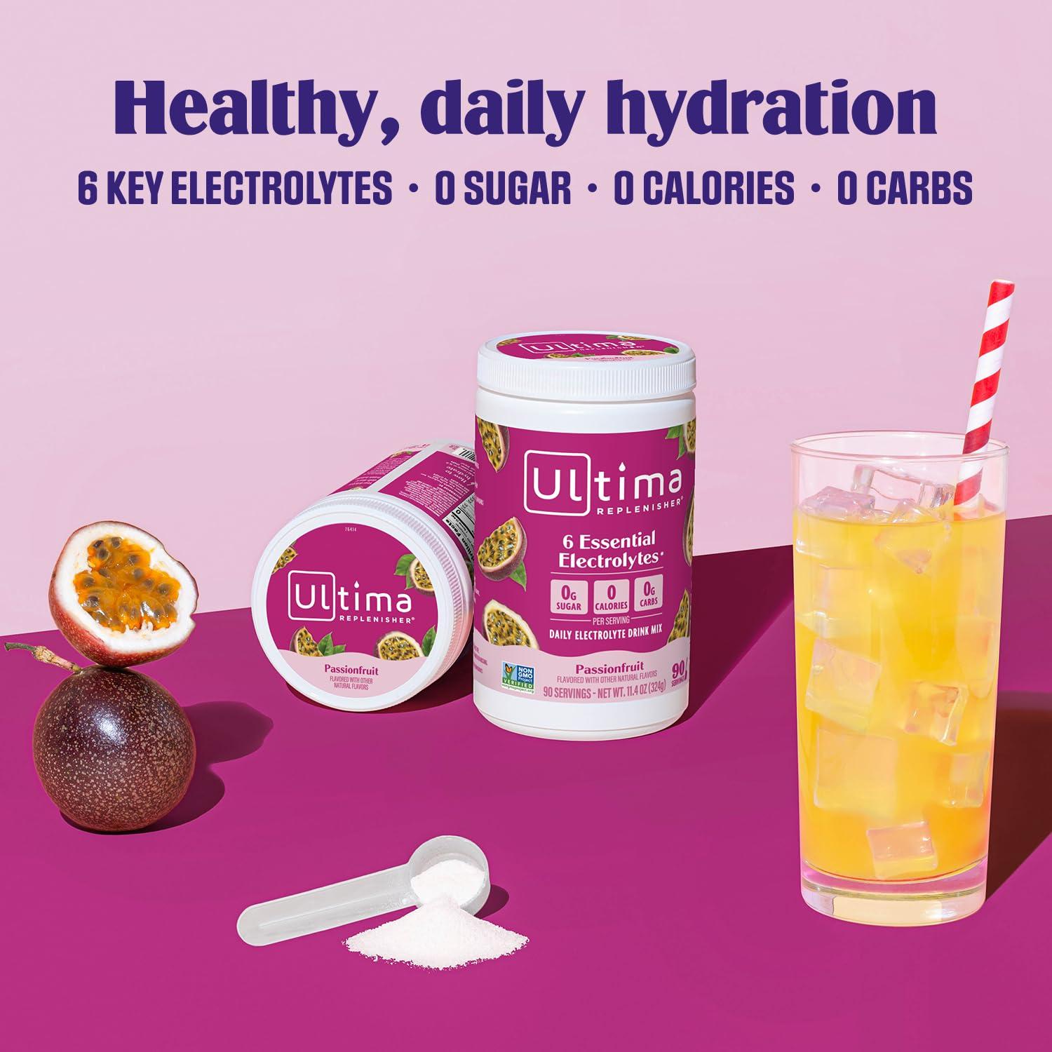 image:imageUltima Replenisher Daily Electrolyte Powder Drink Mix Sugar Free Grape 90 Servings Hydration Powder with 6 Key Electrolytes and Trace Minerals Keto Friendly Vegan NonGMOPassionfruit