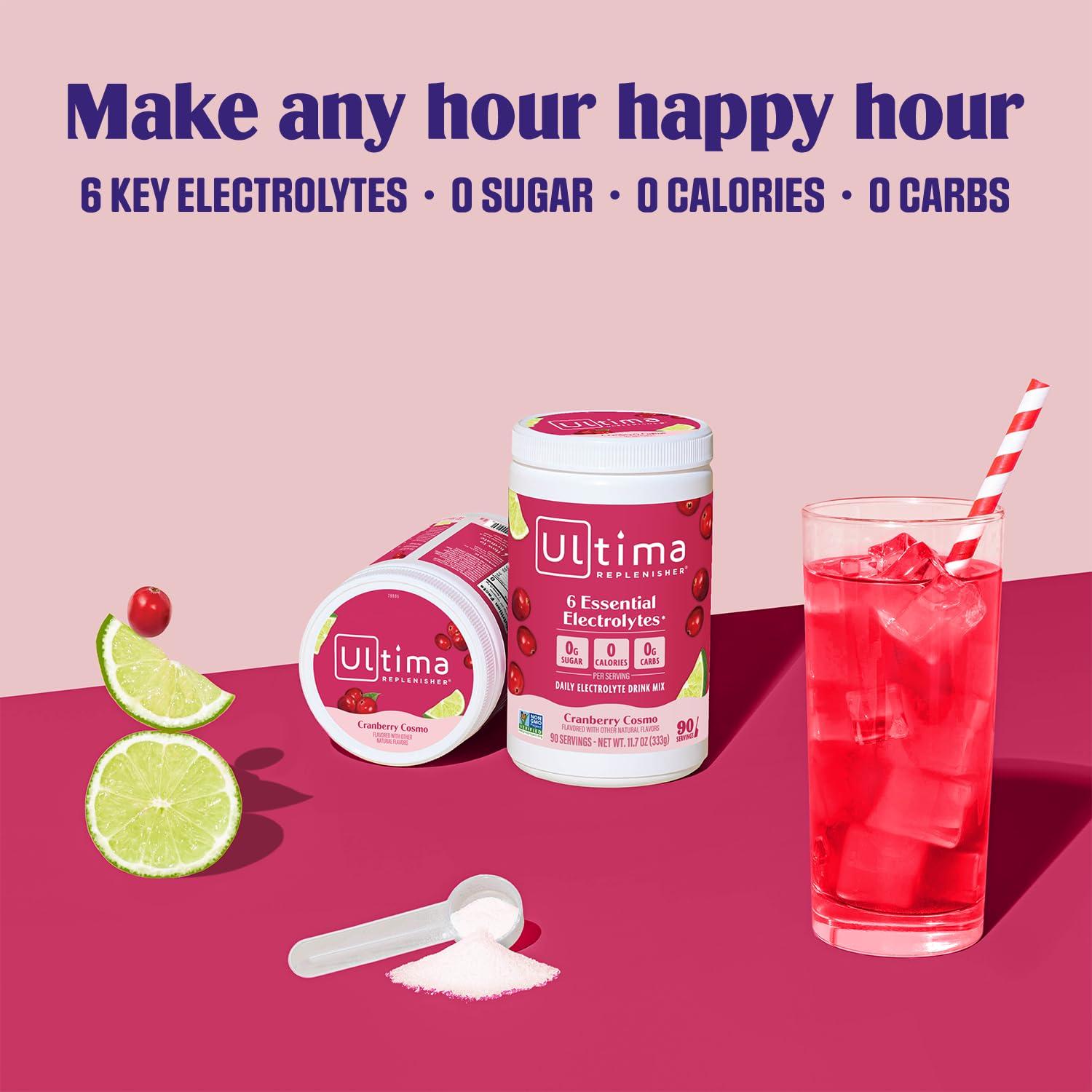 image:imageUltima Replenisher Daily Electrolyte Powder Drink Mix Sugar Free Grape 90 Servings Hydration Powder with 6 Key Electrolytes and Trace Minerals Keto Friendly Vegan NonGMOCranberry Cosmo