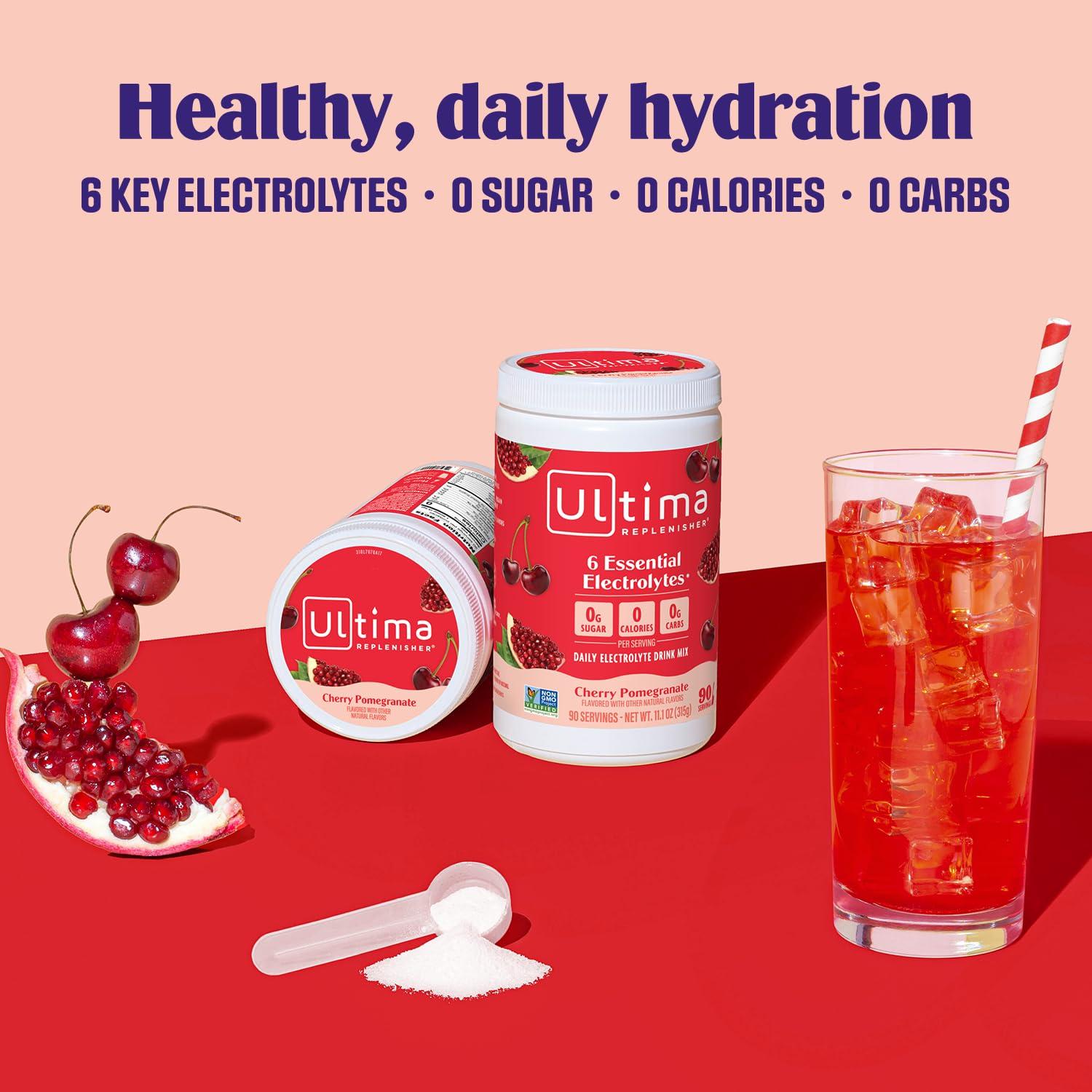 image:imageUltima Replenisher Daily Electrolyte Powder Drink Mix Sugar Free Grape 90 Servings Hydration Powder with 6 Key Electrolytes and Trace Minerals Keto Friendly Vegan NonGMOCherry Pomegranate