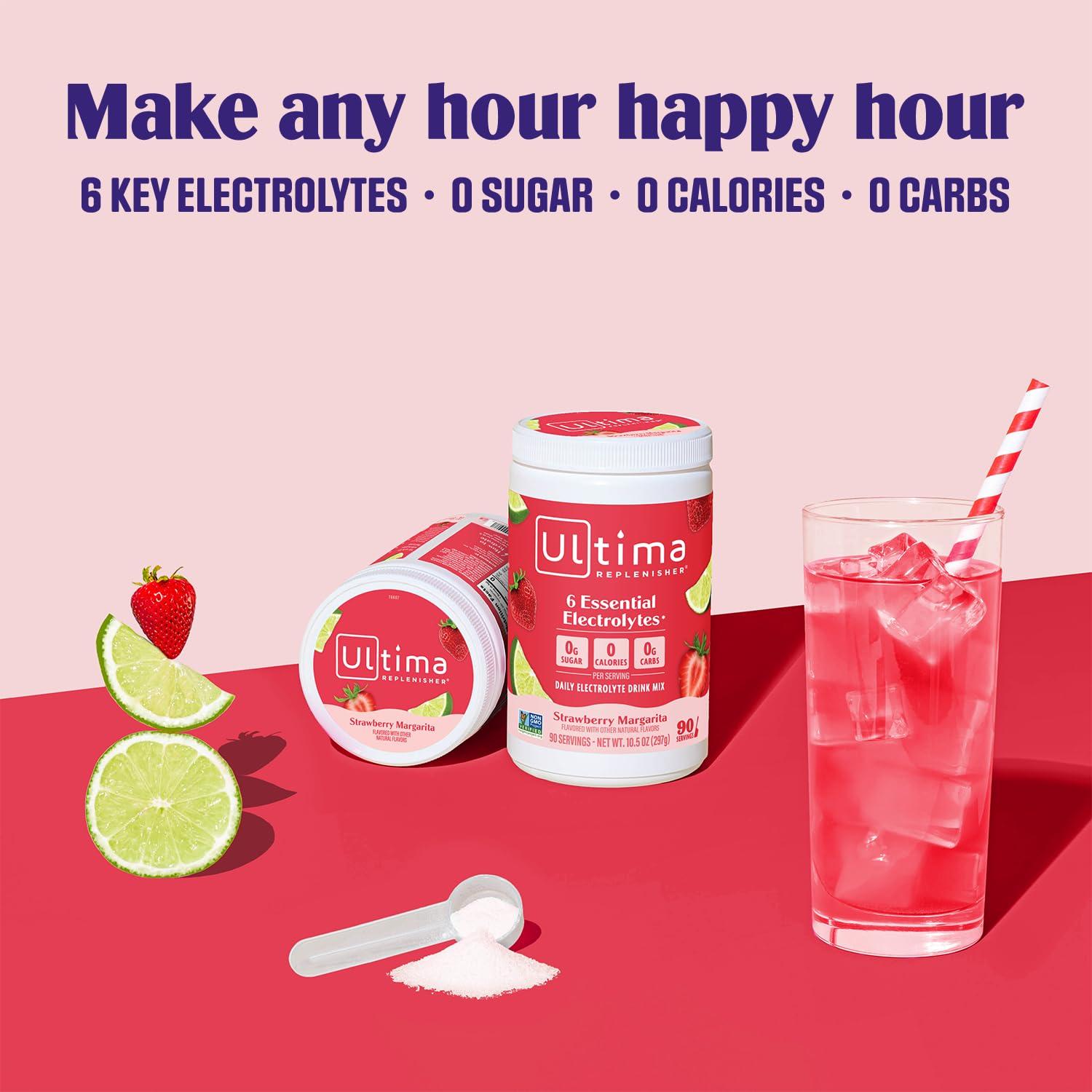 image:imageUltima Replenisher Daily Electrolyte Powder Drink Mix Sugar Free Grape 90 Servings Hydration Powder with 6 Key Electrolytes and Trace Minerals Keto Friendly Vegan NonGMOStrawberry Margarita