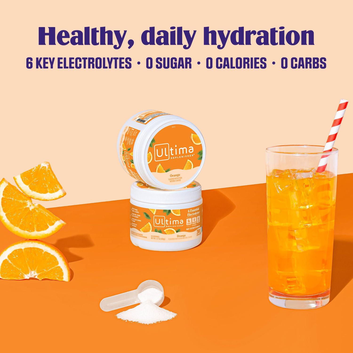image:imageUltima Replenisher Daily Electrolyte Powder Drink Mix Sugar Free Pink Lemonade 30 Serving Hydration Powder with 6 Key Electrolytes and Trace Minerals Keto Friendly Vegan NonGMOOrange