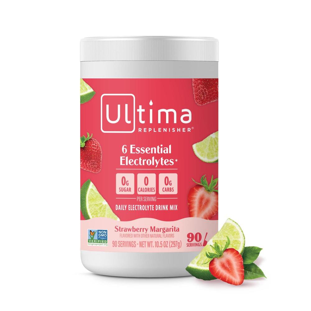 image:imageUltima Replenisher Daily Electrolyte Powder Drink Mix  Sugar Free  Grape 90 Servings  Hydration Powder with 6 Key Electrolytes and Trace Minerals  Keto Friendly Vegan NonGMOStrawberry Margarita
