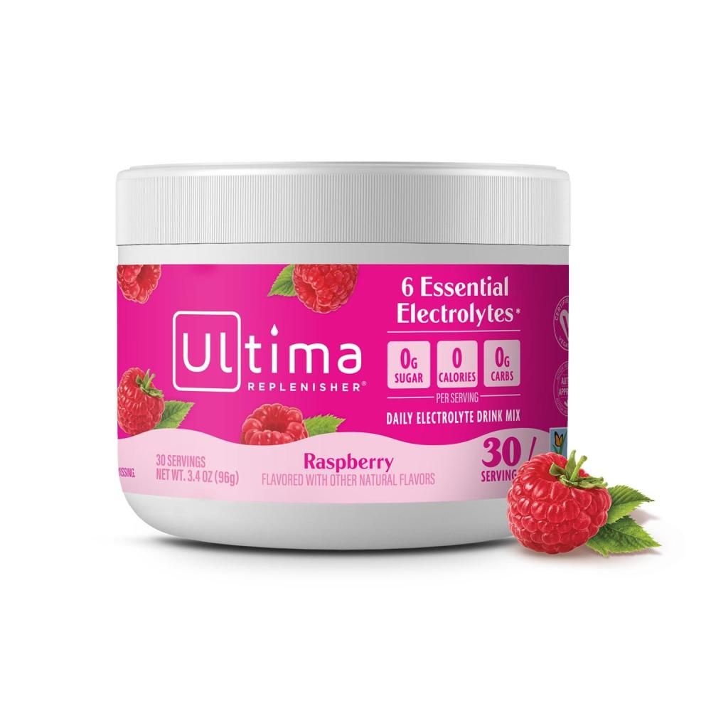 image:imageUltima Replenisher Daily Electrolyte Powder Drink Mix Sugar Free Pink Lemonade 30 Serving Hydration Powder with 6 Key Electrolytes and Trace Minerals Keto Friendly Vegan NonGMORaspberry