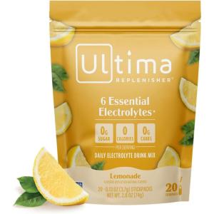 Ultima Replenisher Daily Electrolyte Powder – Lemonade, 20 Stickpacks – Zero Sugar Hydration Packets with 6 Electrolytes and Minerals – Sugar Free, Plant Based & Keto Friendly Drink Mix(Lemonade)
