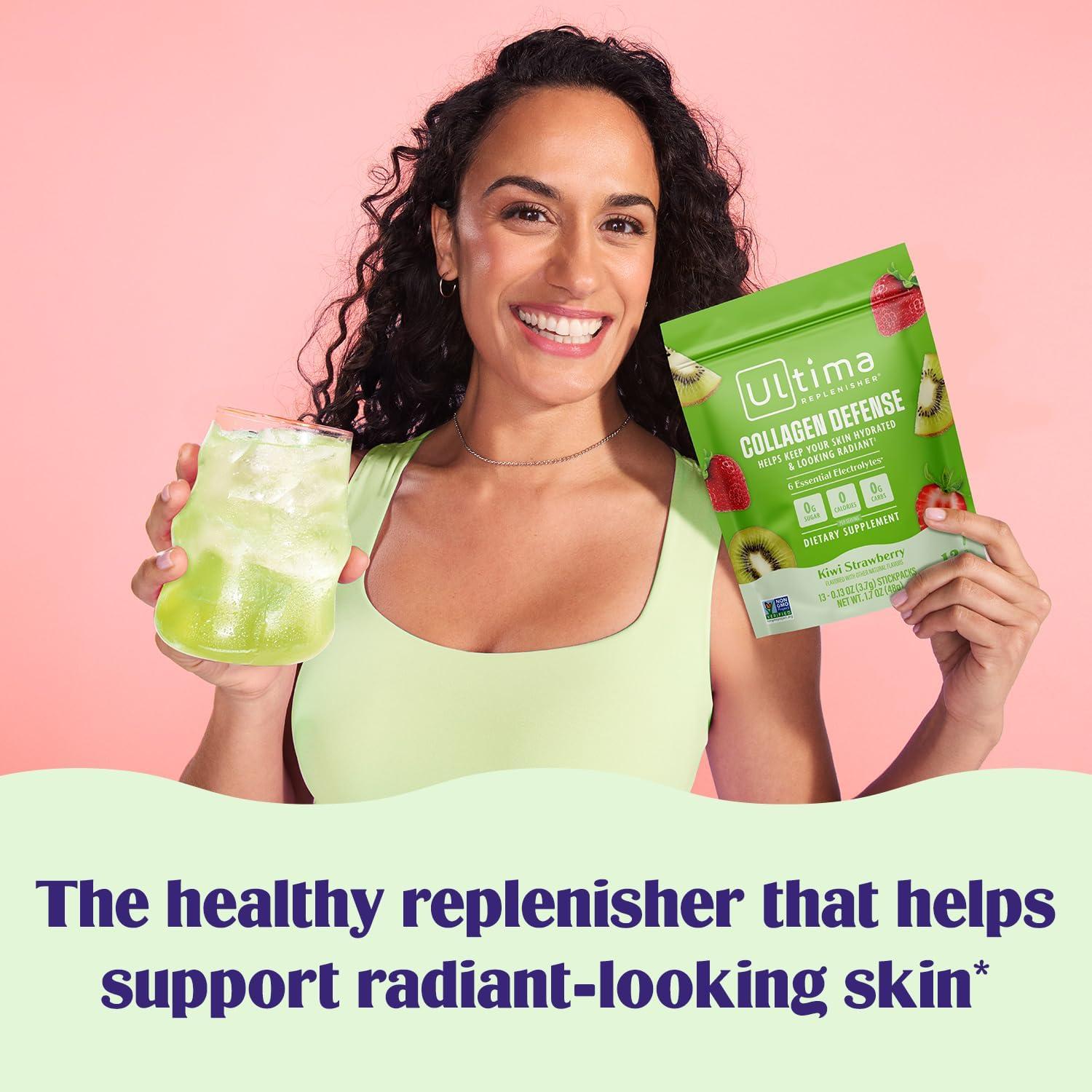 image:imageUltima Replenisher Collagen Defense Supplement and Electrolytes Powder Kiwi Strawberry 13 Stickpacks Hydration Packets with Dermaval and Biotin that Keep Your Skin Hydrated and Looking Radiant