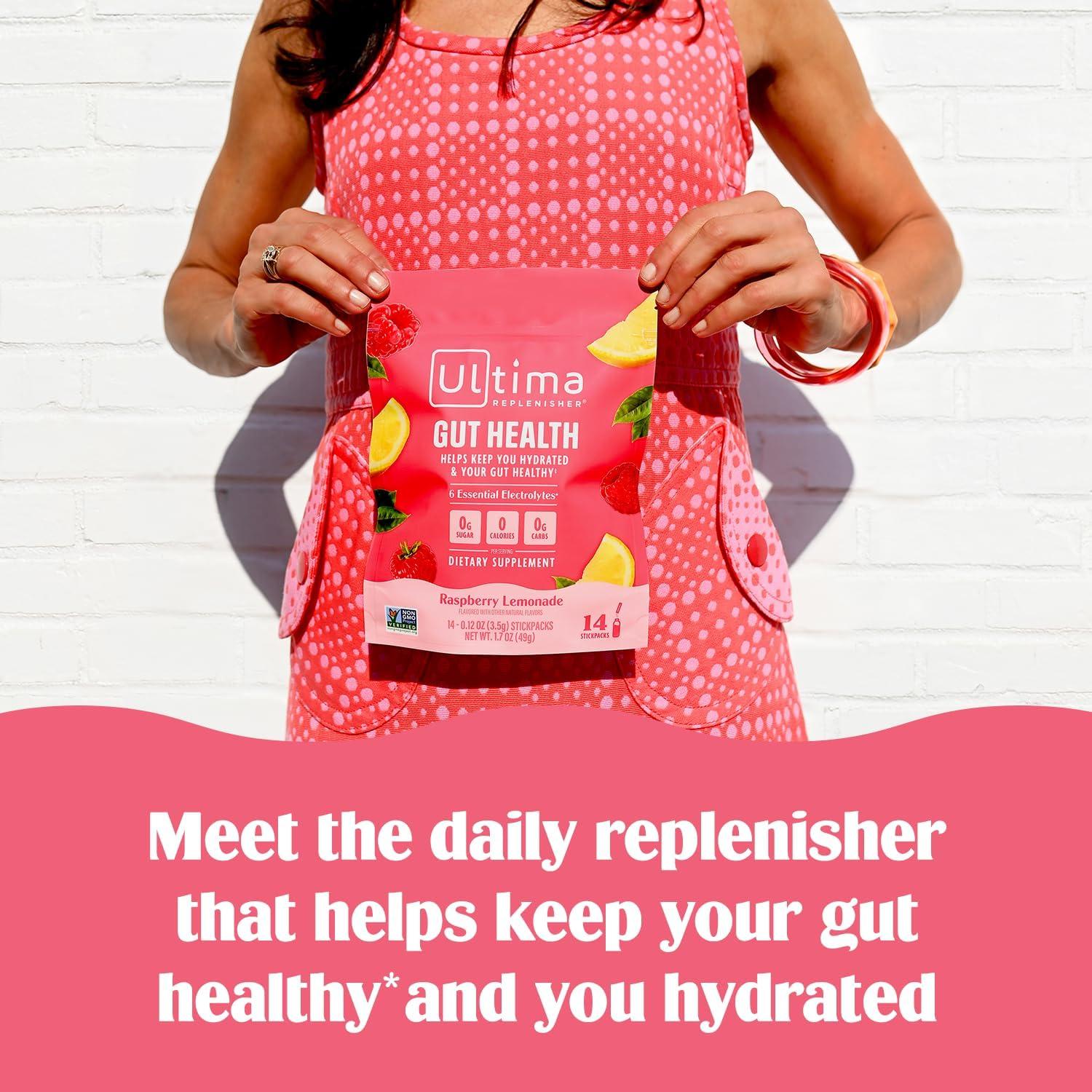 image:imageUltima Replenisher Gut Health Supplement and Electrolytes Powder Raspberry Lemonade 14 Stickpacks Hydration Packets with Added Gut Health Benefits