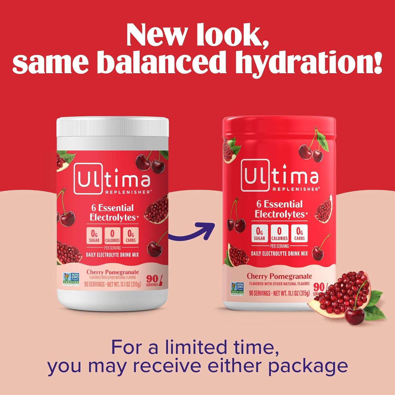 image:imageUltima Replenisher Daily Electrolyte Powder Lemon Black Tea 90 Servings Zero Sugar Hydration Powder with 6 Electrolytes and Minerals Sugar Free Plant Based amp Keto Friendly Drink MixCherry Pomegranate