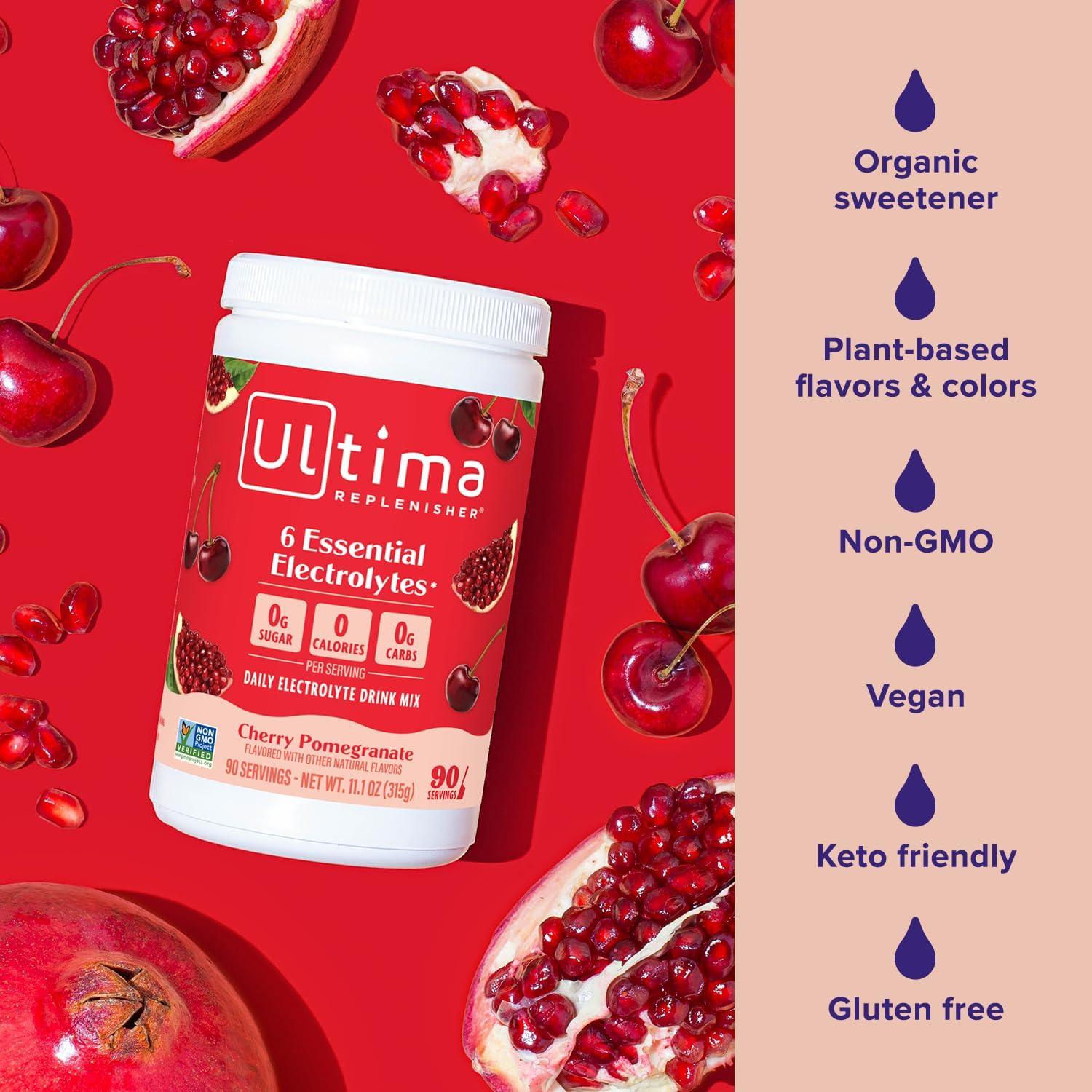 image:imageUltima Replenisher Daily Electrolyte Powder Lemon Black Tea 90 Servings Zero Sugar Hydration Powder with 6 Electrolytes and Minerals Sugar Free Plant Based amp Keto Friendly Drink MixCherry Pomegranate
