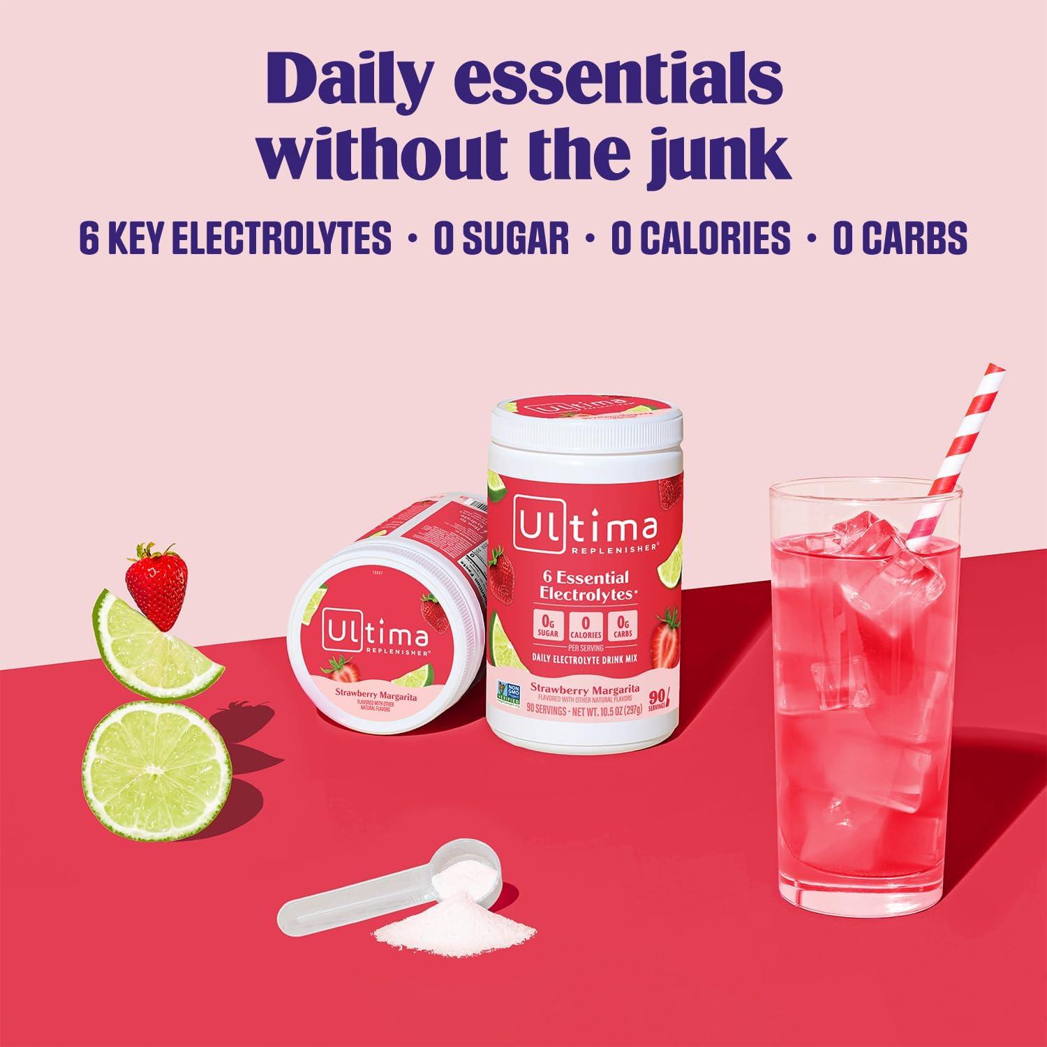 image:imageUltima Replenisher Daily Electrolyte Powder Lemon Black Tea 90 Servings Zero Sugar Hydration Powder with 6 Electrolytes and Minerals Sugar Free Plant Based amp Keto Friendly Drink MixStrawberry