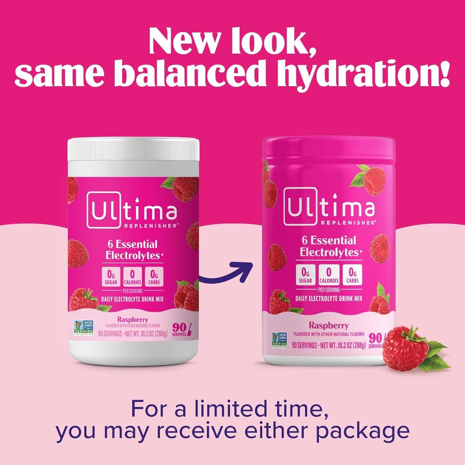image:imageUltima Replenisher Daily Electrolyte Powder Lemon Black Tea 90 Servings Zero Sugar Hydration Powder with 6 Electrolytes and Minerals Sugar Free Plant Based amp Keto Friendly Drink MixRaspberry