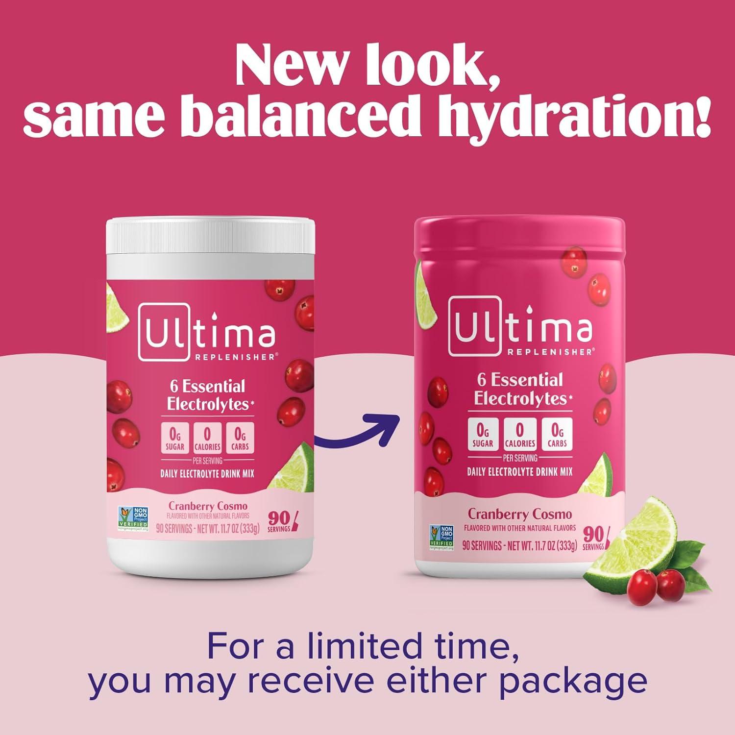 image:imageUltima Replenisher Daily Electrolyte Powder Lemon Black Tea 90 Servings Zero Sugar Hydration Powder with 6 Electrolytes and Minerals Sugar Free Plant Based amp Keto Friendly Drink MixCranberry Cosmo