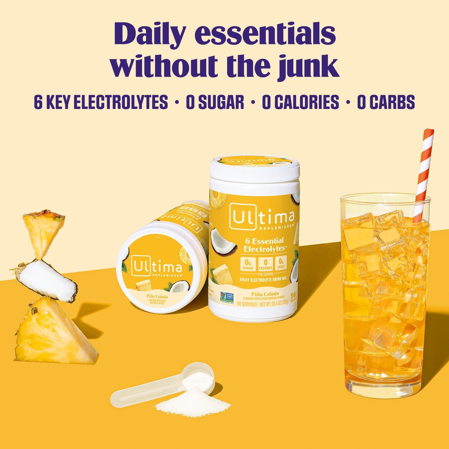 image:imageUltima Replenisher Daily Electrolyte Powder Lemon Black Tea 90 Servings Zero Sugar Hydration Powder with 6 Electrolytes and Minerals Sugar Free Plant Based amp Keto Friendly Drink MixPina Colada