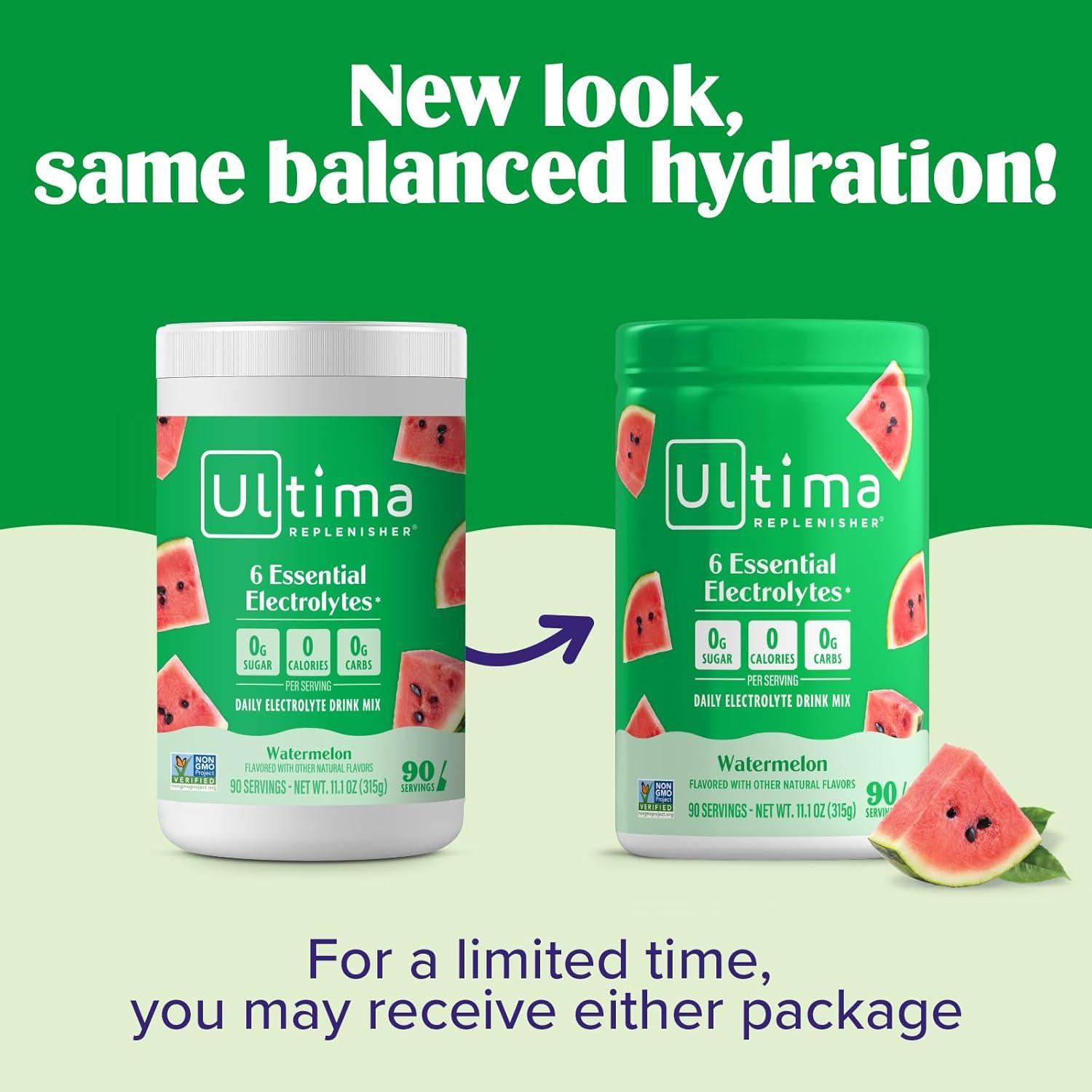 image:imageUltima Replenisher Daily Electrolyte Powder Lemon Black Tea 90 Servings Zero Sugar Hydration Powder with 6 Electrolytes and Minerals Sugar Free Plant Based amp Keto Friendly Drink MixWatermelon