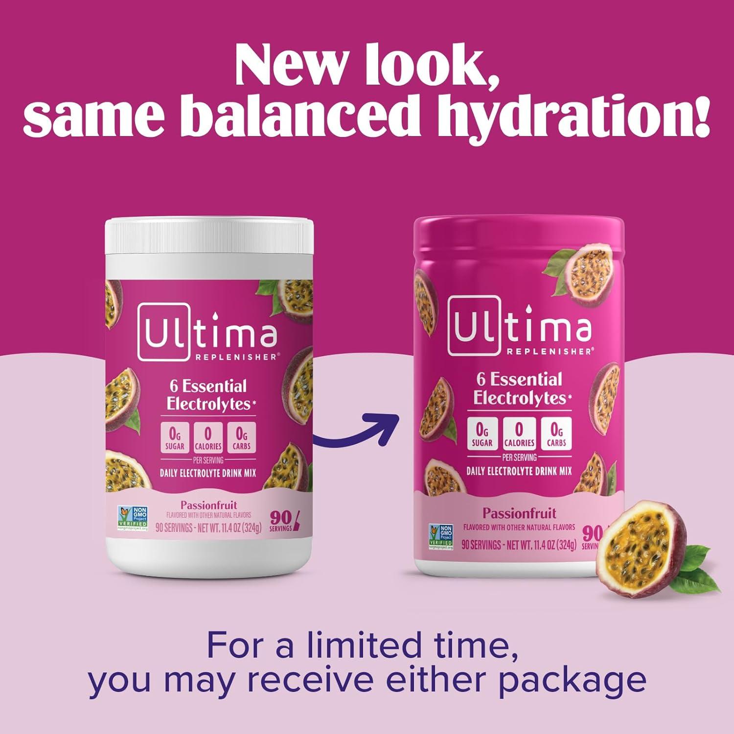 image:imageUltima Replenisher Daily Electrolyte Powder Lemon Black Tea 90 Servings Zero Sugar Hydration Powder with 6 Electrolytes and Minerals Sugar Free Plant Based amp Keto Friendly Drink MixPassion Fruit