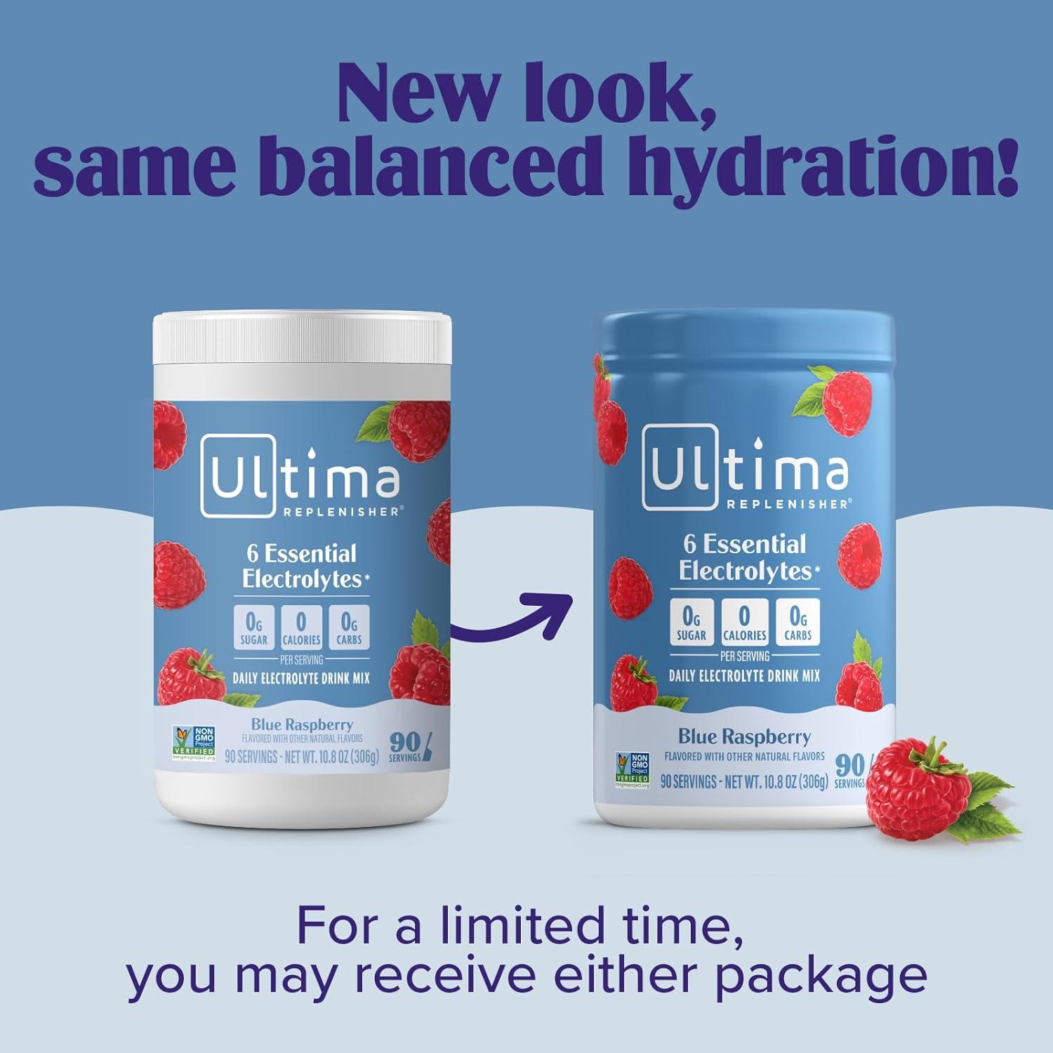 image:imageUltima Replenisher Daily Electrolyte Powder Lemon Black Tea 90 Servings Zero Sugar Hydration Powder with 6 Electrolytes and Minerals Sugar Free Plant Based amp Keto Friendly Drink MixBlue Raspberry