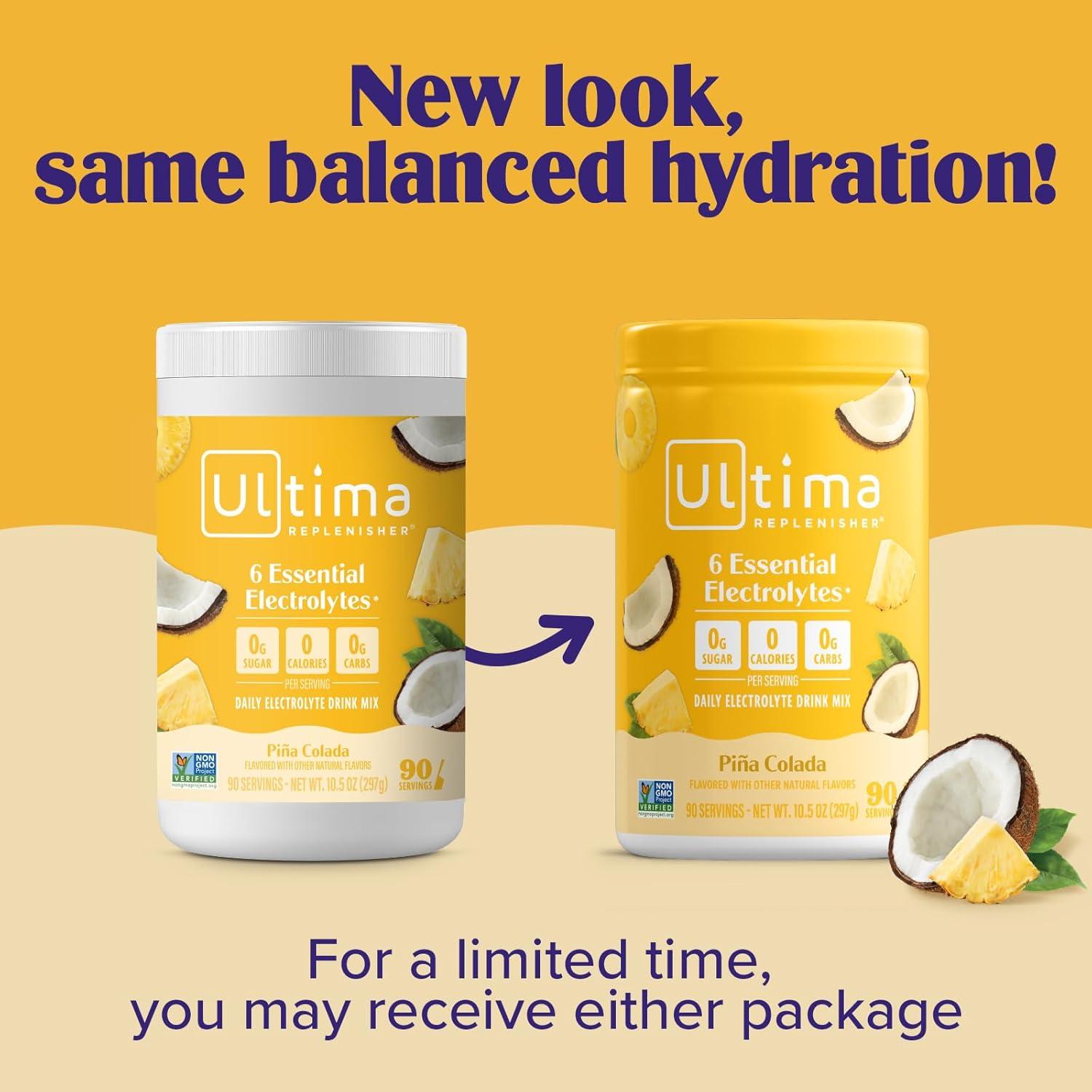image:imageUltima Replenisher Daily Electrolyte Powder Lemon Black Tea 90 Servings Zero Sugar Hydration Powder with 6 Electrolytes and Minerals Sugar Free Plant Based amp Keto Friendly Drink MixPina Colada
