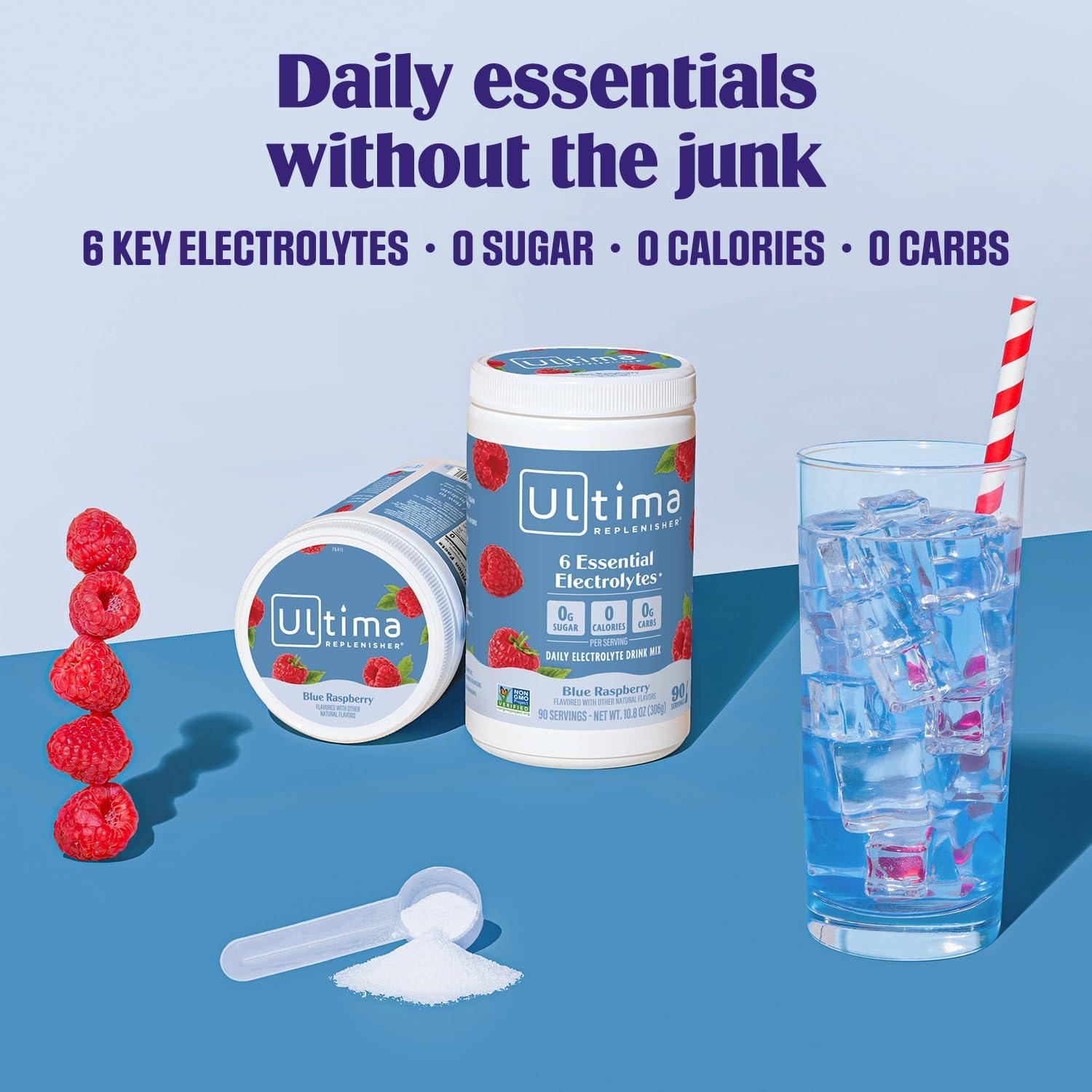 image:imageUltima Replenisher Daily Electrolyte Powder Lemon Black Tea 90 Servings Zero Sugar Hydration Powder with 6 Electrolytes and Minerals Sugar Free Plant Based amp Keto Friendly Drink MixBlue Raspberry