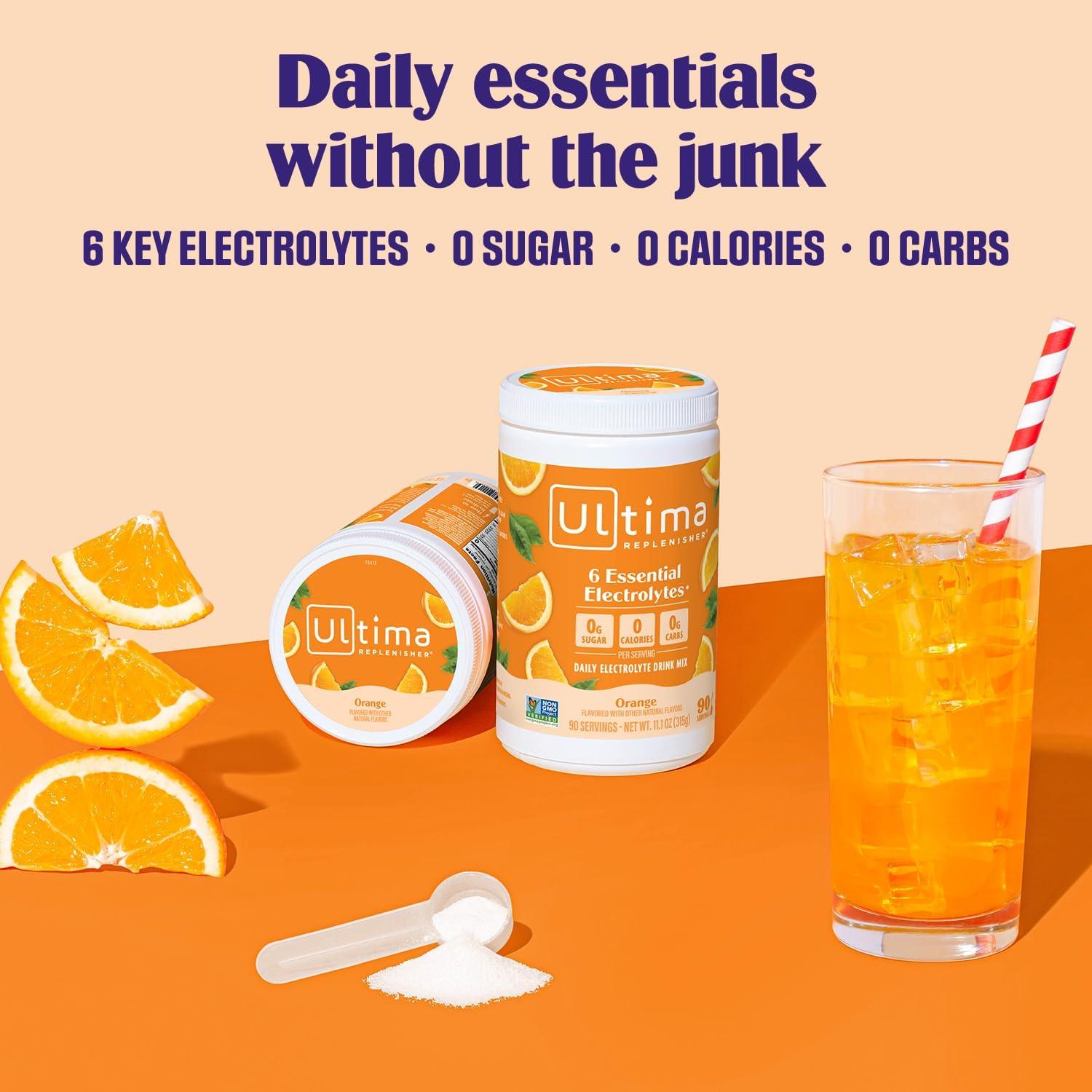 image:imageUltima Replenisher Daily Electrolyte Powder Lemon Black Tea 90 Servings Zero Sugar Hydration Powder with 6 Electrolytes and Minerals Sugar Free Plant Based amp Keto Friendly Drink MixOrange