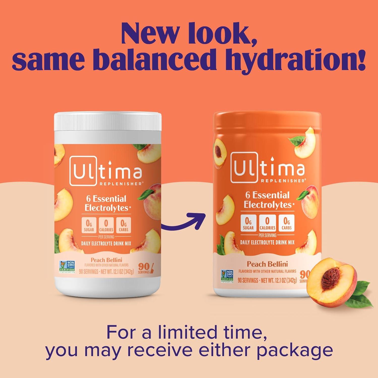 image:imageUltima Replenisher Daily Electrolyte Powder Lemon Black Tea 90 Servings Zero Sugar Hydration Powder with 6 Electrolytes and Minerals Sugar Free Plant Based amp Keto Friendly Drink MixPeach Bellini