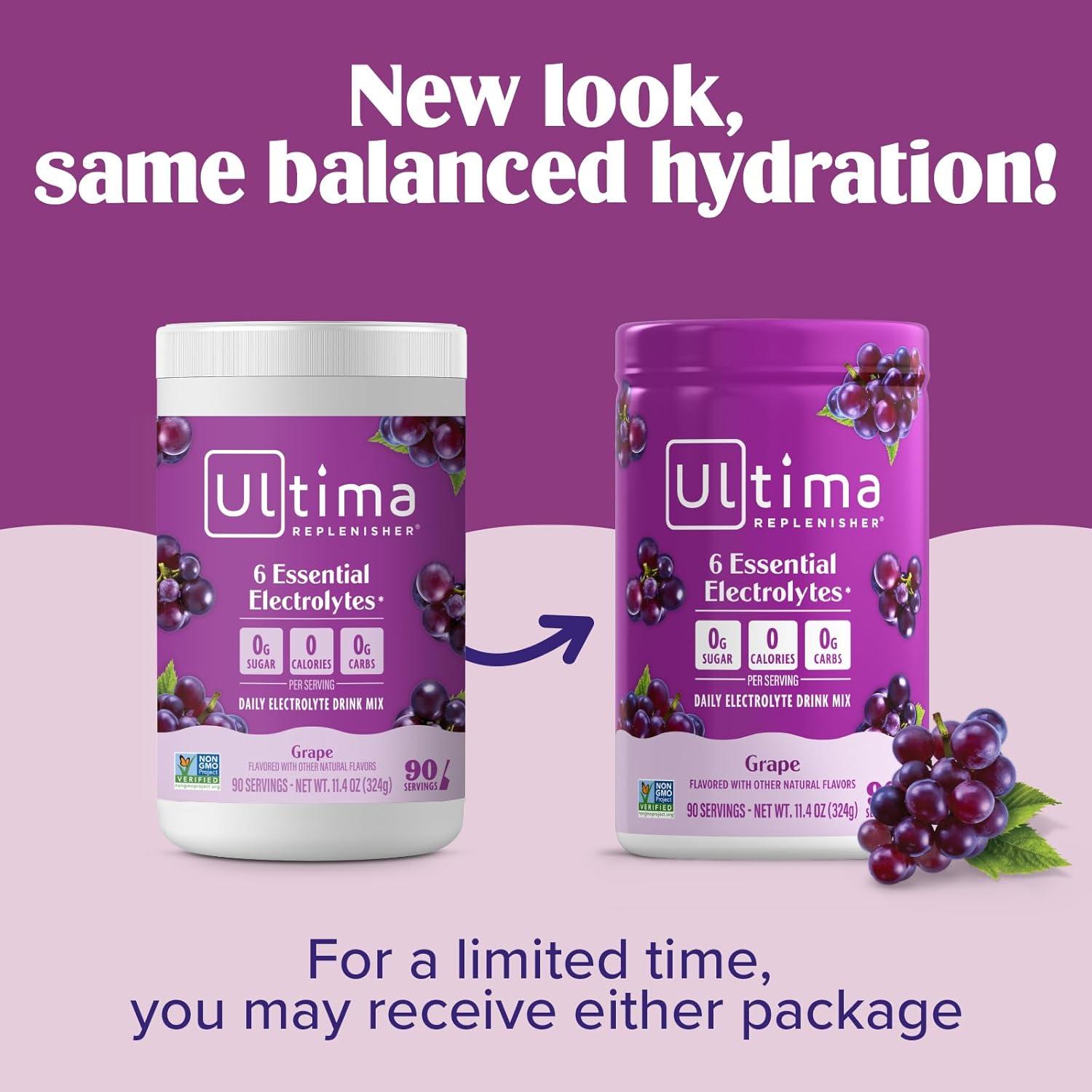 image:imageUltima Replenisher Daily Electrolyte Powder Lemon Black Tea 90 Servings Zero Sugar Hydration Powder with 6 Electrolytes and Minerals Sugar Free Plant Based amp Keto Friendly Drink MixGrape