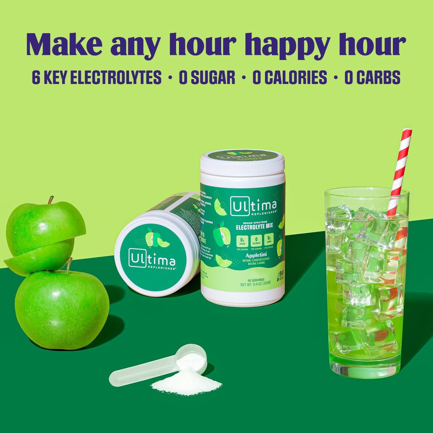 image:imageUltima Replenisher Daily Electrolyte Powder Lemon Black Tea 90 Servings Zero Sugar Hydration Powder with 6 Electrolytes and Minerals Sugar Free Plant Based amp Keto Friendly Drink MixAppletini
