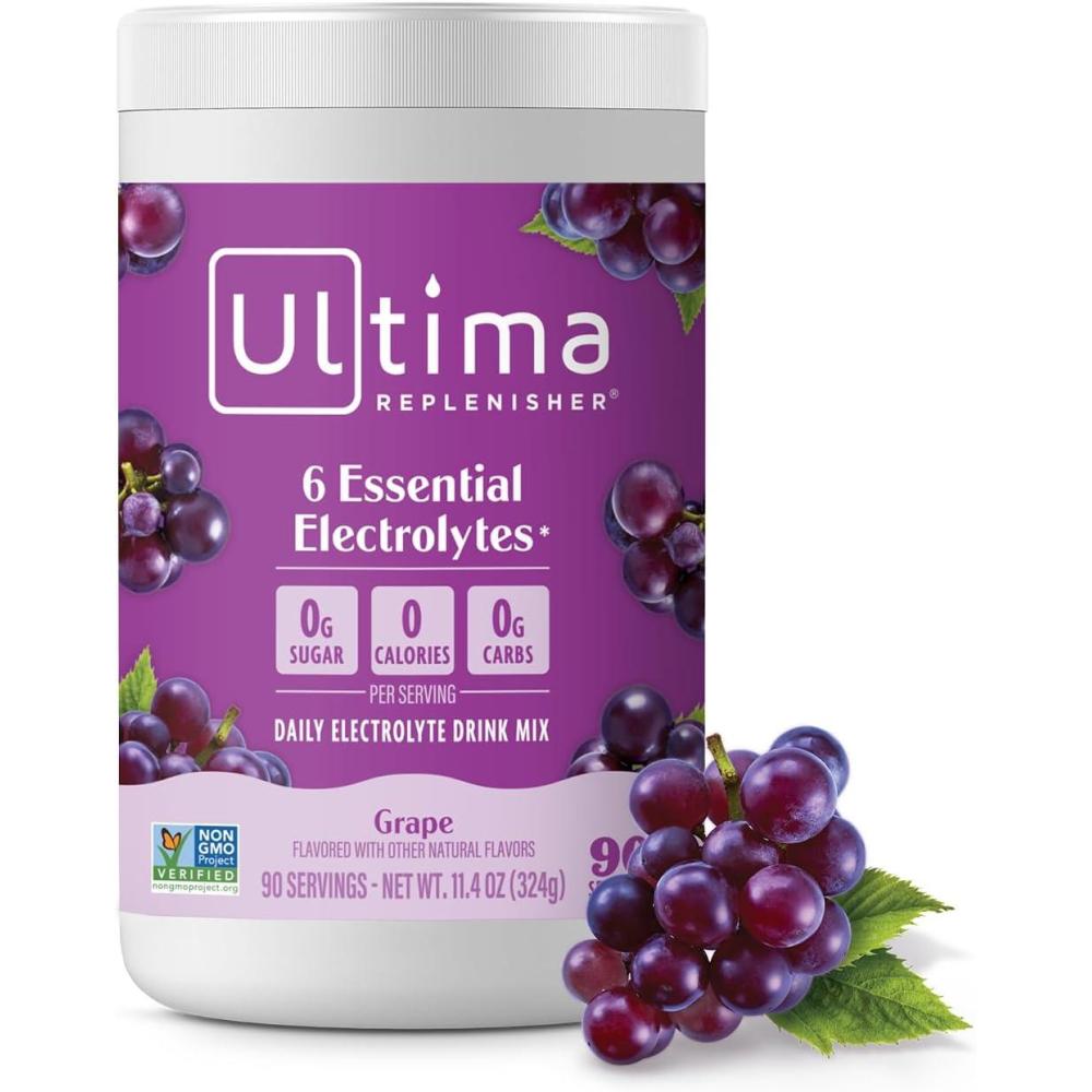 image:imageUltima Replenisher Daily Electrolyte Powder Lemon Black Tea 90 Servings Zero Sugar Hydration Powder with 6 Electrolytes and Minerals Sugar Free Plant Based amp Keto Friendly Drink MixGrape