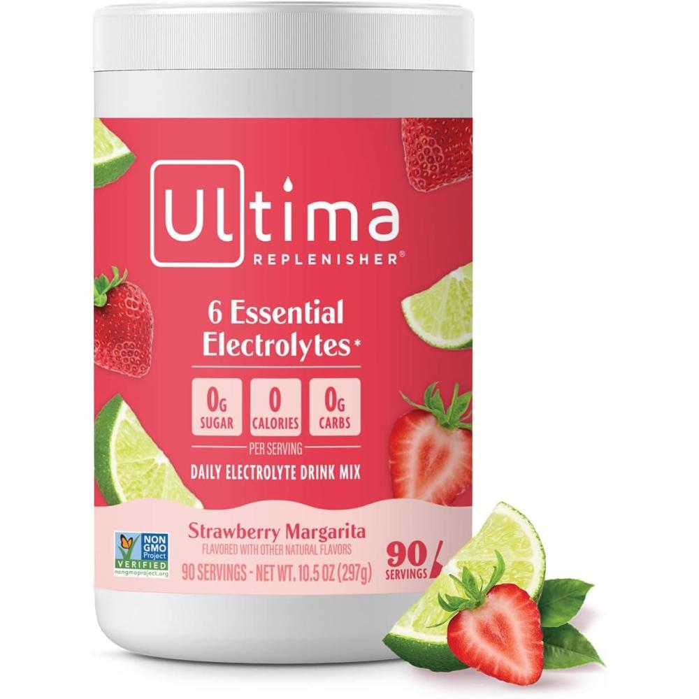 image:imageUltima Replenisher Daily Electrolyte Powder Lemon Black Tea 90 Servings Zero Sugar Hydration Powder with 6 Electrolytes and Minerals Sugar Free Plant Based amp Keto Friendly Drink MixStrawberry