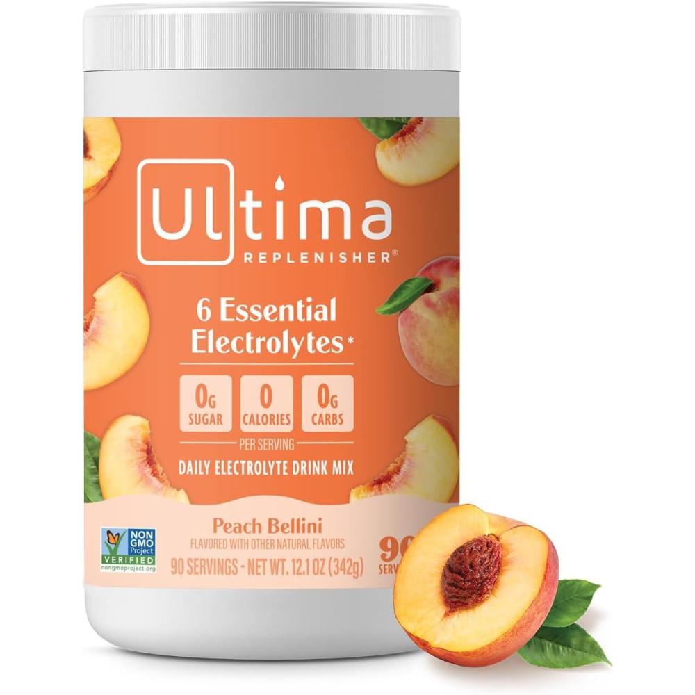 image:imageUltima Replenisher Daily Electrolyte Powder Lemon Black Tea 90 Servings Zero Sugar Hydration Powder with 6 Electrolytes and Minerals Sugar Free Plant Based amp Keto Friendly Drink MixPeach Bellini