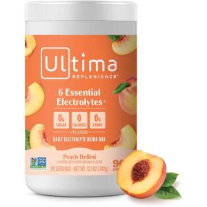 Ultima Replenisher Daily Electrolyte Powder – Lemon Black Tea, 90 Servings – Zero Sugar Hydration Powder with 6 Electrolytes and Minerals – Sugar Free, Plant Based & Keto Friendly Drink Mix(Peach Bellini)