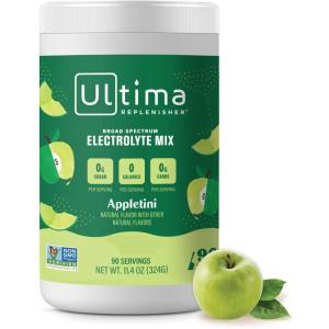 Ultima Replenisher Daily Electrolyte Powder – Lemon Black Tea, 90 Servings – Zero Sugar Hydration Powder with 6 Electrolytes and Minerals – Sugar Free, Plant Based & Keto Friendly Drink Mix(Appletini)