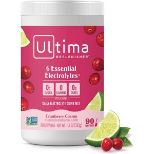 Ultima Replenisher Daily Electrolyte Powder – Lemon Black Tea, 90 Servings – Zero Sugar Hydration Powder with 6 Electrolytes and Minerals – Sugar Free, Plant Based & Keto Friendly Drink Mix(Cranberry Cosmo)